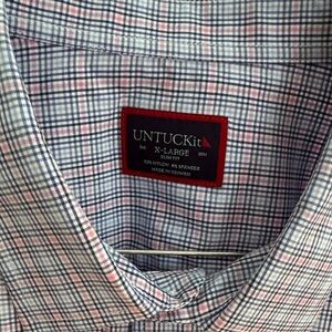 UNTUCKit Men's Casual Plaid Shirt in Blue and Pink XL